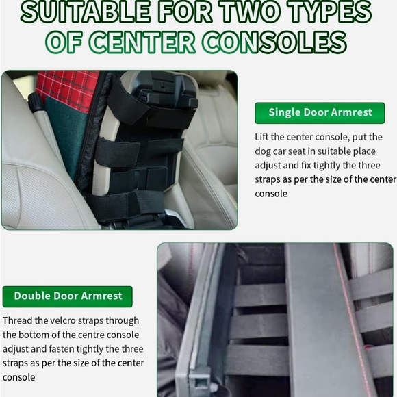 Console Dog Car Seat With Christmas Colors For Small Dogs Up To 12 Lbs - Picture 3 of 8